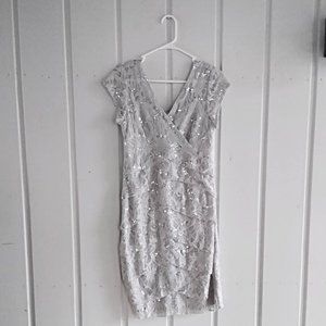 12 Women's Gray Lace and Sequin Cocktail Dress